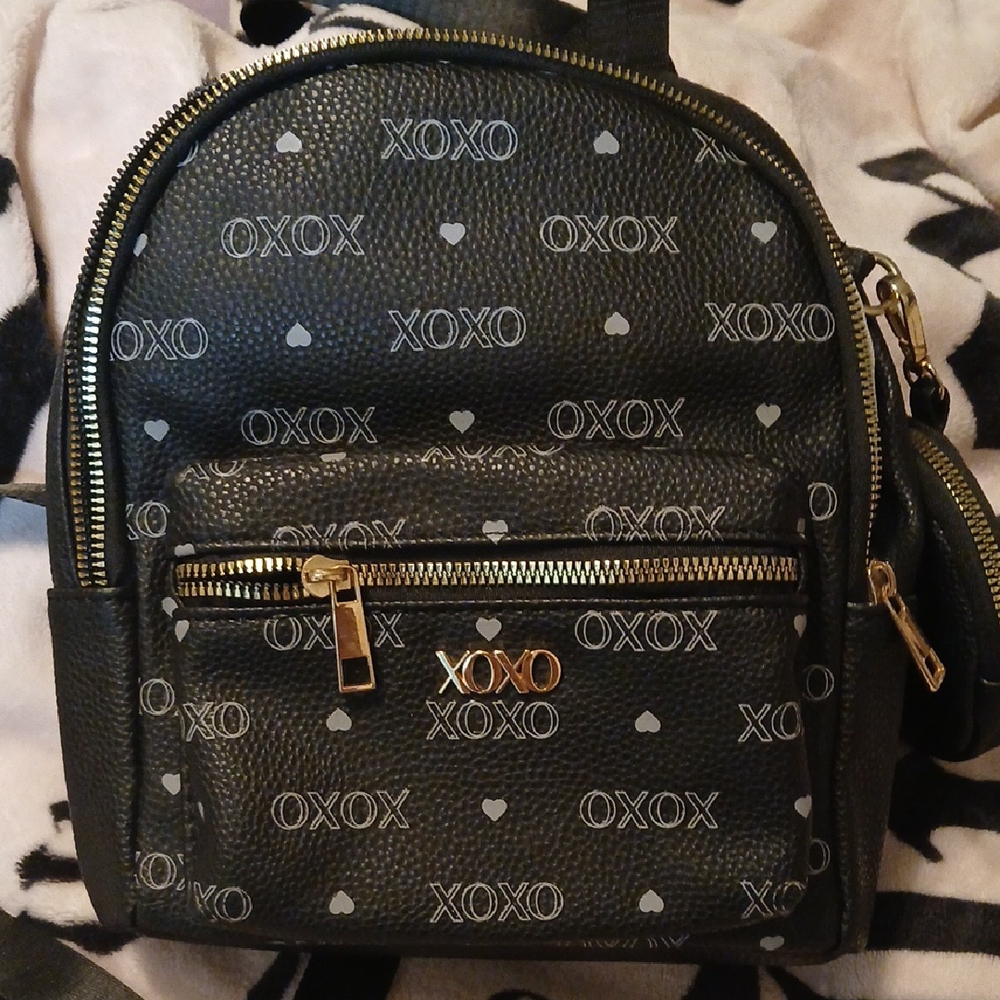 XOXO Black Backpack with Gold Details